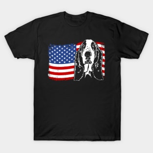 Proud Basset Hound American Flag patriotic dog T-Shirt